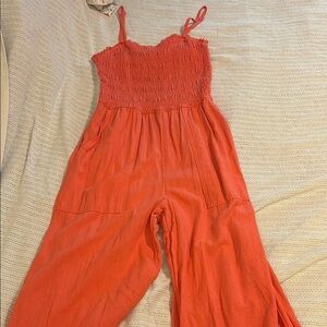 Universal Thread Coral Jumpsuit with Adjustable Straps